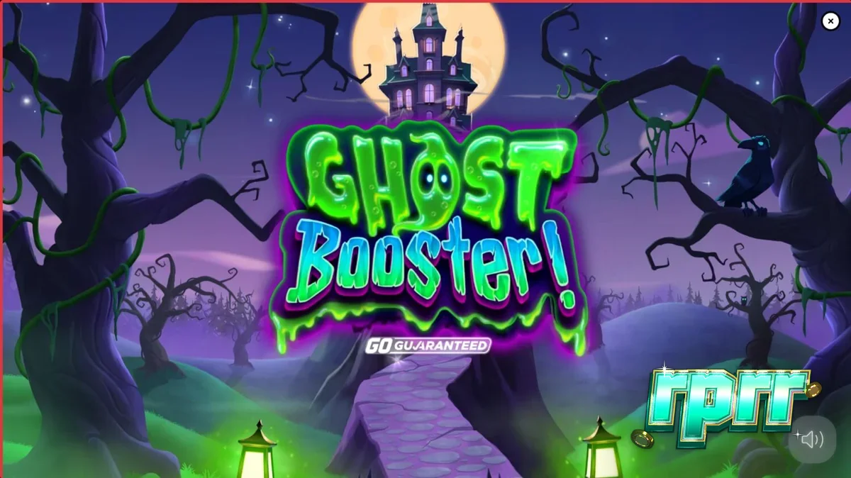 Tampilan visual slot Ghost Booster dengan tema Halloween yang ceria dan penuh warna.