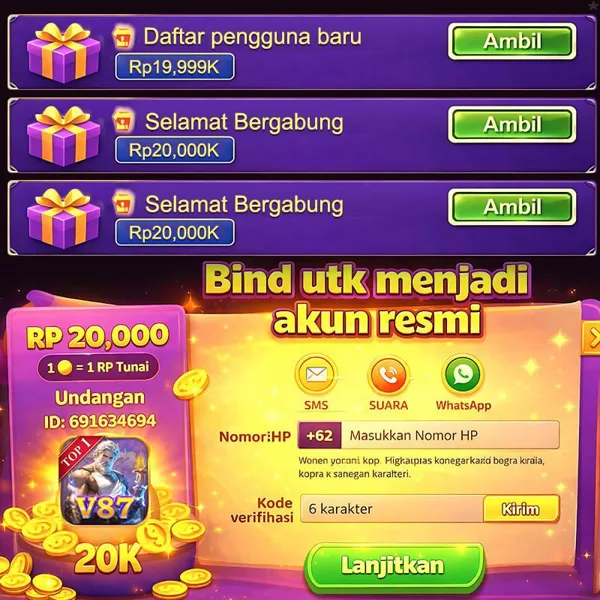 V87 Bonus Member Baru 100%